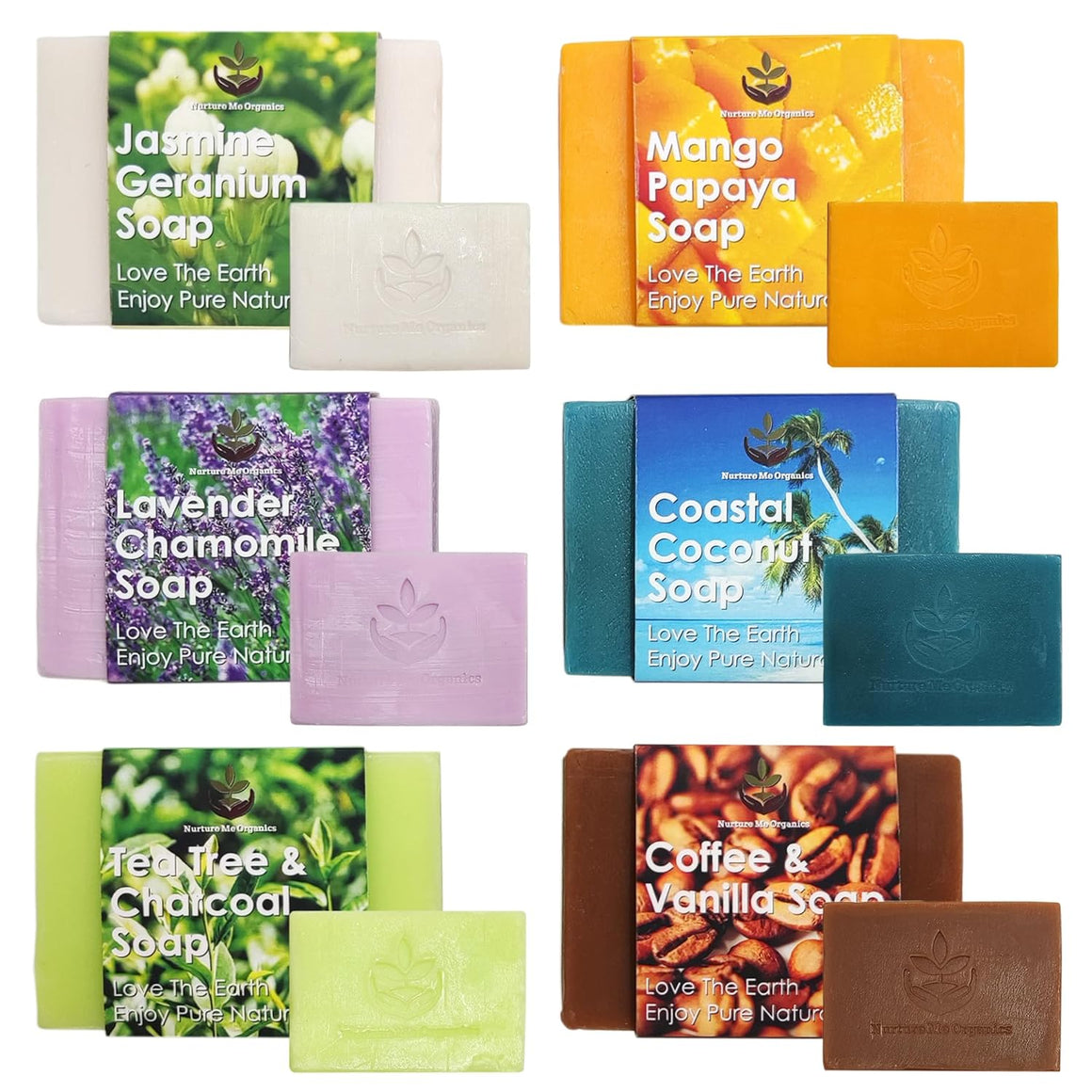 Nurture Me Organics 6 Natural Soaps for Women & Men- Handmade Moisturizing Artisan Soap Gift Set with Essential Oils. Face and Body Soap Set for Sensitive Skin!
