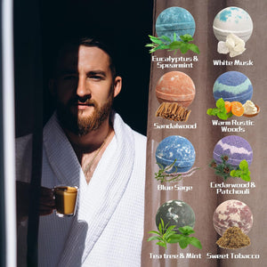 Purelis Men's Luxurious 24-Pack Natural Shea Butter Bath Bombs for Men