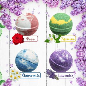 Floral Essential Oil Bath Bombs for Women. 24 Moisturizing Bath Bombs Gift Set - Best Holiday Gift for Mom, Wife, Friends!