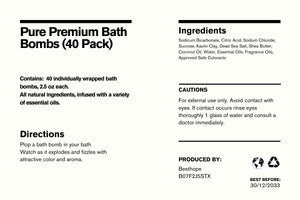 Pure Natural Bath Bombs Gift Set - 40 Bath Bombs