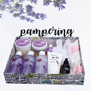 Romantic Lavender Spa Gift Set For Women. Exfoliating mask, Headband and more!