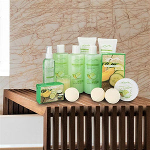 Cucumber Melon Deluxe XL Gourmet Gift Basket with Essential Oils. 20-Piece Luxury Spa Gift Set with Bath Bombs, Body Lotion, & More! - ardenorganics.com
