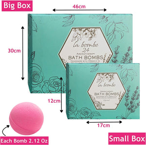 La Bombe Natural Bath Bombs Gift Set. 24 Pc Large Bath Balls Wrapped in 4 Gift Boxes Perfect Relaxation and Moisturizing Gift
