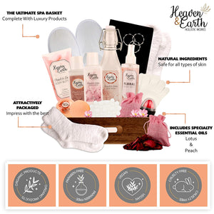Peach Lotus 18-Piece Spa Bath & Body Gift Basket with Journal and more!