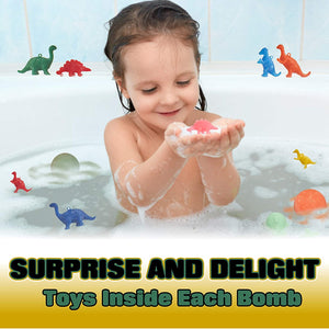 Kids Surprise Bath Bombs with Dino Toys Inside. Large Natural Bath Bombs for Kids with Toys Inside.12 Fun Colorful Bath Bomb with Dinosaurs Inside. Best Birthday Gift for Kids