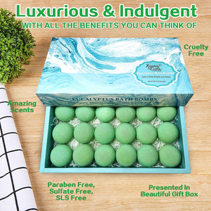 Bath Bomb Gift Sets for Men. 18 Therapeutic Eucalyptus Irish Spring Bath Bombs for Sore Muscles. Best Mens Bath Bomb Gift Box for Him & Her
