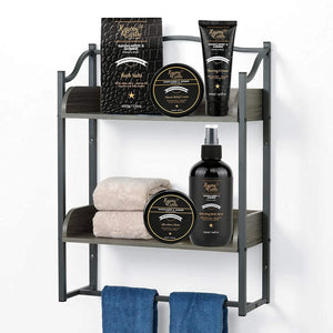 Grooming Gift For Men Natural Sandalwood Jasmine Bath & Body Set - Luxury Shaving, Skincare, Beard & Bath Self-Care Kit Tote