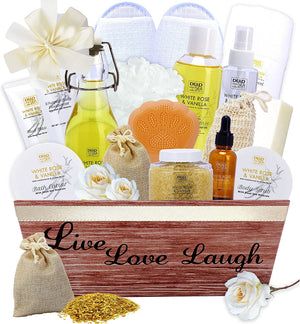 Extravagant Vanilla and White Rose 15-Piece Spa Bath & Body Gift Set by Dead Sea Miracles
