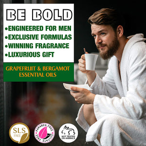 Grooming Gift For Men Grapefruit Bergamot Bath & Body Tote - Luxury Shaving, Skincare, Beard & Bath Self-Care Gift Set