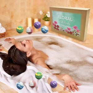 Floral Essential Oil Bath Bombs for Women. 24 Moisturizing Bath Bombs Gift Set - Best Holiday Gift for Mom, Wife, Friends!