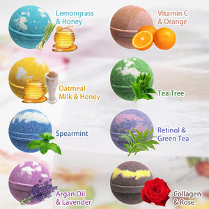 Natural Bath Bombs for Sensitive Skin! Skin Booster Bath Bomb Set for Women & Girls! Retinol Moisturizing Bath Bombs Gift Set for Teen Girls & Ladies. Best Skin Loving Bath Bombs - Organic Ingredients