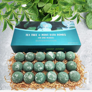 Purelis Luxurious Tea Tree and Mint Bath Bombs - Set of 18 Individually Wrapped Natural and Organic Bath Balls for Ultimate Relaxation