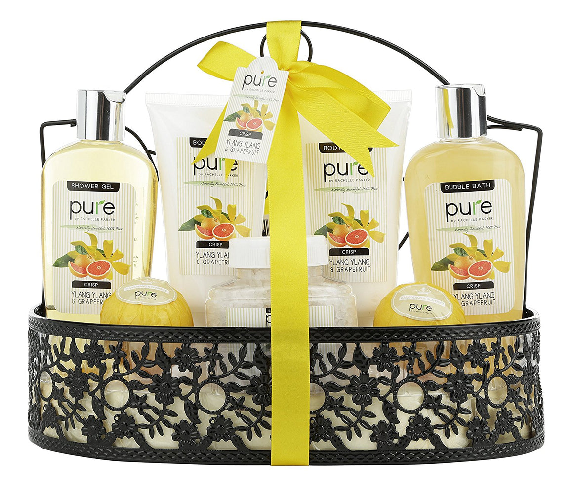 Spa Moisturizing 8-Piece Bath & Body Gift Basket with Grapefruit Essential Oil