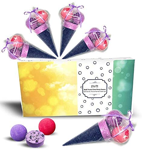 Aromatherapy Bath Bombs & Shower Steamers Set. Natural Bath Bombs with Essential Oils with Bath Salts Ice Cream Cone Set