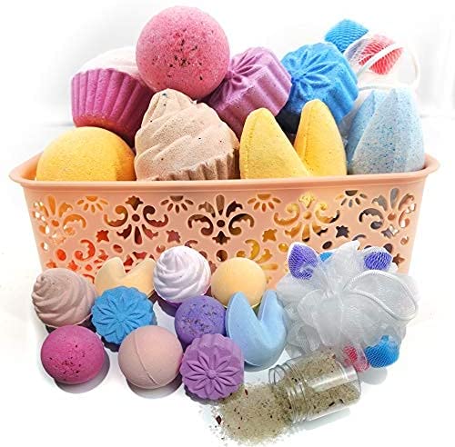 Assorted Spa Bath Gift Basket Bath Bomb Set - 12 pc Gift Set, Includes Fortune Cookie Bath Bombs, Flower Shower Steamers, Cupcake Bath Bombs