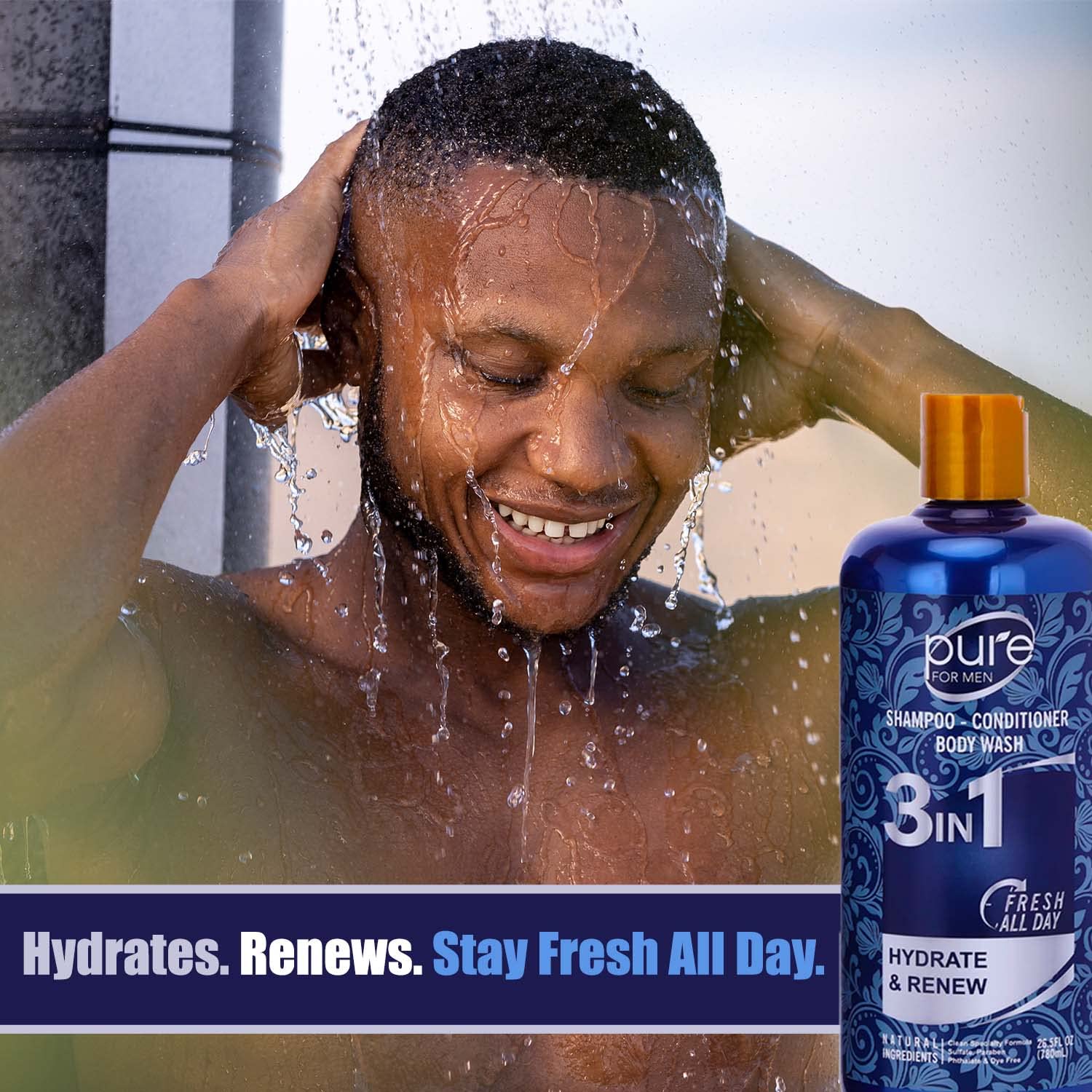 Men's Body Wash, Shampoo Conditioner 3 in Shower Wash fo - Pure Parker
