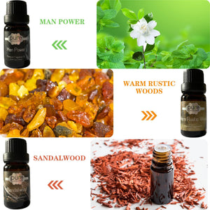 Men's Fragrance Oil Set by Pure - Set of 6 Premium Grade Scented Oils 6 Manly Fragrances for Gentlemen, 10 mL each