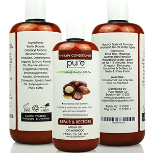Tea Tree Oil Shampoo & Argan Oil Conditioner Set, 2 Bottles 26.5 oz each. Moisturizes Dry & Damaged Hair