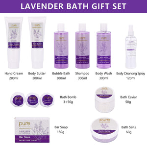 Deluxe Bath Spa Gift Set for Him and Her. Home Spa Kit for Couples. Perfect Couples Gift for Christmas. Lavender Vanilla Essential Oil, Bath Salts, Body Wash. Spa Kits for Women