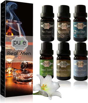 Men's Fragrance Oil Set by Pure - Set of 6 Premium Grade Scented Oils 6 Manly Fragrances for Gentlemen, 10 mL each