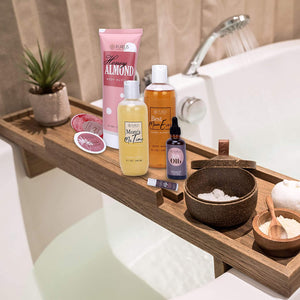 Bath Spa Gift Tote for Mom! With Pampering Cherry, Honey Almond & Coconut Milk Spa Products in a Sweet Pink Tote