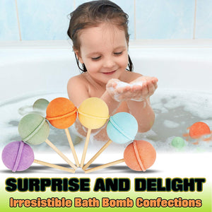 Kids 24 Lollipop Bath Bombs Gift Set. Natural Bath Fizzies Moisturizing Bath Bombs to Make Bath Time Fun! Perfect Party Favors for Kids, Carnival Prizes