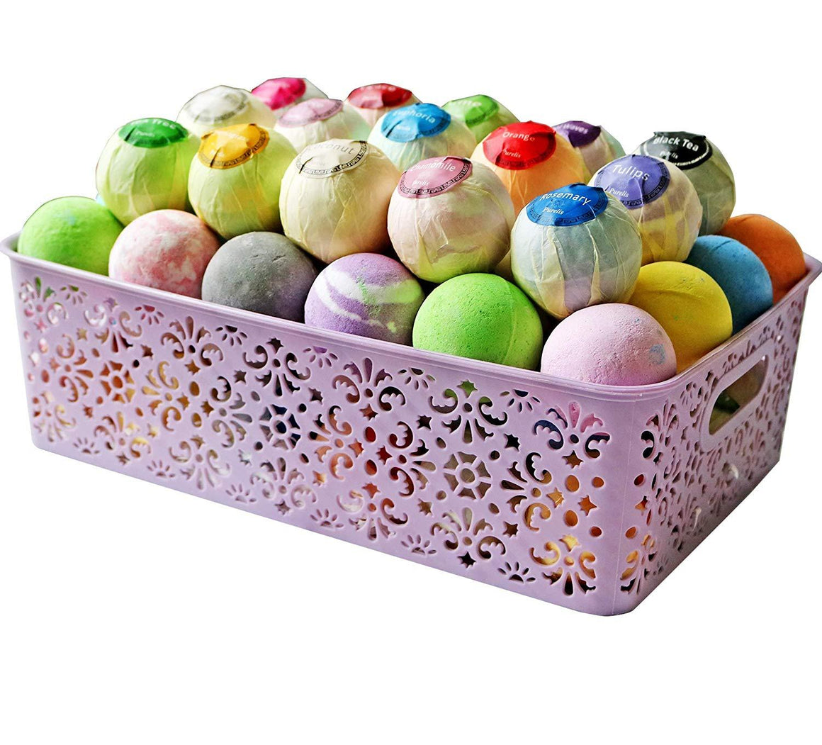 Bath Bombs Gift Baskets for Women! Basket of 40 Moisturizing Spa Fizzers Lush Bombs, 40 Unique Organic Bath Bombs Set. Luxury Spa Basket to store in. Gift Idea for Wife, Mom, Girl Friend, Party Favors - ardenorganics.com