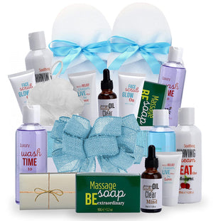 Luxe Bath Spa Gift Set with Slippers. New 2023 Self Care Spa Kit! Luxurious Bath & Body Products to Rejuvenate Head to Toe! Moisturizing Pampering Gift for Her, New Mom (Aloe)