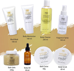 Extravagant Vanilla and White Rose 15-Piece Spa Bath & Body Gift Set by Dead Sea Miracles