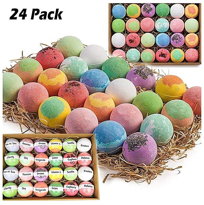 Gift Set of 24 Nurture Me Organic Bath Bombs, Large Bath Fizzies All Natural with Organic Shea & Cocoa Butter - ardenorganics.com