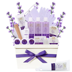 Deluxe Bath Spa Gift Set for Him and Her. Home Spa Kit for Couples. Perfect Couples Gift for Christmas. Lavender Vanilla Essential Oil, Bath Salts, Body Wash. Spa Kits for Women