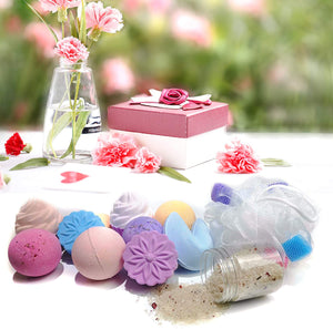 Assorted Spa Bath Gift Basket Bath Bomb Set - 12 pc Gift Set, Includes Fortune Cookie Bath Bombs, Flower Shower Steamers, Cupcake Bath Bombs
