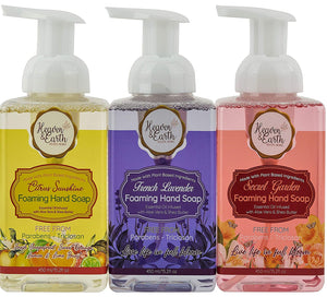 Variety Pack Foaming Hand Soaps. 3 Unique Scents - Secret Garden, Sunshine Citrus & French Vanilla Liquid Hand Wash, Moisturizing & Refreshing Hand Foaming Soaps with Natural Essential Oils.