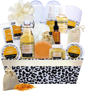 Above and Beyond Mango Melon & Sweet Orange Spa Gift Basket. Essential Oils Spa Bath Set