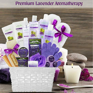 Grapeseed & Lavender Deluxe XL Gourmet Spa Gift Basket with Essential Oils.20-Piece Luxury Bath & Body Gift Set with Bath Bombs, Bubble Bath & More! - ardenorganics.com