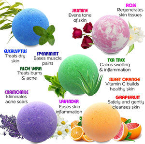 Purelis Relaxing Bath Bombs for Men & Women! 50 Bath Bombs Individually Wrapped. Natural, with Essential Oil