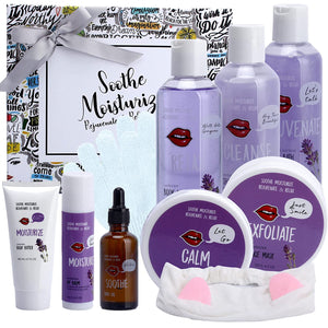 Romantic Lavender Spa Gift Set For Women. Exfoliating mask, Headband and more!