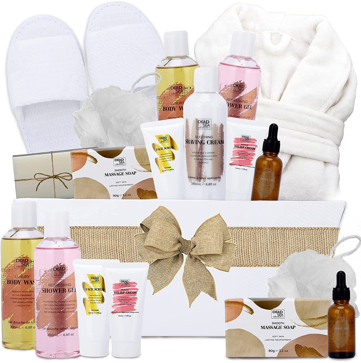 Ultimate Bath & Body Lavender 10-Piece Gift Set Spa Basket with Bathrobe by Dead Sea Miracles