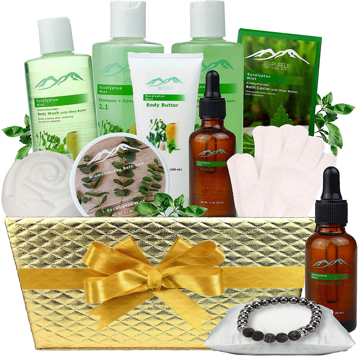 Pampering Gift Set Eucalyptus Mint Aromatherapy Spa Baskets for Men & Women. Bath & Body Spa Gift Baskets for Relaxation! Best Holiday Gift Baskets for Men & Women. - ardenorganics.com